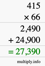 How to calculate 415 times 66 using long multiplication