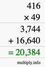 How to calculate 416 times 49 using long multiplication