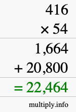 How to calculate 416 times 54 using long multiplication