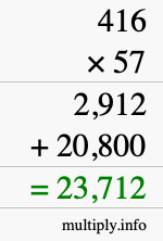 How to calculate 416 times 57 using long multiplication