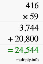 How to calculate 416 times 59 using long multiplication