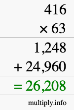 How to calculate 416 times 63 using long multiplication