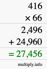 How to calculate 416 times 66 using long multiplication