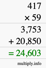 How to calculate 417 times 59 using long multiplication