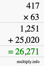 How to calculate 417 times 63 using long multiplication