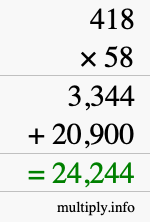 How to calculate 418 times 58 using long multiplication How to calculate 418 times 58 using long multiplication