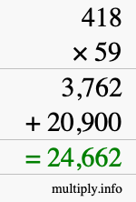 How to calculate 418 times 59 using long multiplication