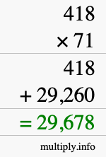 How to calculate 418 times 71 using long multiplication How to calculate 418 times 71 using long multiplication