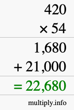 How to calculate 420 times 54 using long multiplication