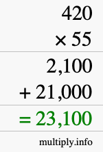How to calculate 420 times 55 using long multiplication How to calculate 420 times 55 using long multiplication