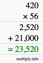 How to calculate 420 times 56 using long multiplication How to calculate 420 times 56 using long multiplication