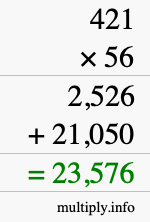 How to calculate 421 times 56 using long multiplication