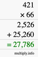 How to calculate 421 times 66 using long multiplication