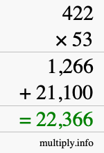 How to calculate 422 times 53 using long multiplication