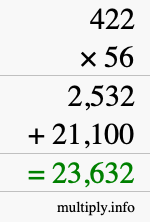How to calculate 422 times 56 using long multiplication