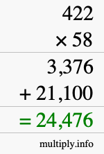 How to calculate 422 times 58 using long multiplication How to calculate 422 times 58 using long multiplication