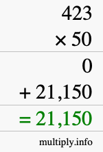 How to calculate 423 times 50 using long multiplication