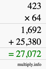How to calculate 423 times 64 using long multiplication How to calculate 423 times 64 using long multiplication