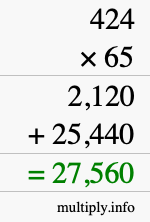 How to calculate 424 times 65 using long multiplication How to calculate 424 times 65 using long multiplication