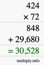 How to calculate 424 times 72 using long multiplication How to calculate 424 times 72 using long multiplication
