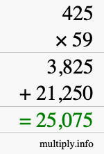 How to calculate 425 times 59 using long multiplication