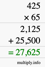 How to calculate 425 times 65 using long multiplication How to calculate 425 times 65 using long multiplication
