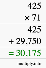 How to calculate 425 times 71 using long multiplication