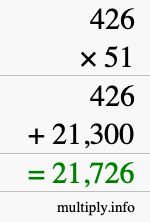 How to calculate 426 times 51 using long multiplication