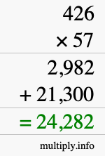 How to calculate 426 times 57 using long multiplication