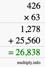 How to calculate 426 times 63 using long multiplication