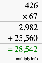 How to calculate 426 times 67 using long multiplication