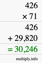 How to calculate 426 times 71 using long multiplication