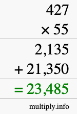 How to calculate 427 times 55 using long multiplication How to calculate 427 times 55 using long multiplication