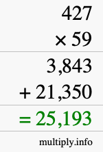 How to calculate 427 times 59 using long multiplication