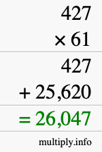 How to calculate 427 times 61 using long multiplication
