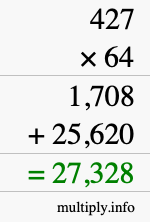 How to calculate 427 times 64 using long multiplication