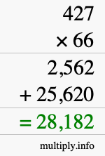 How to calculate 427 times 66 using long multiplication
