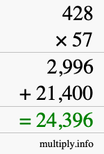 How to calculate 428 times 57 using long multiplication