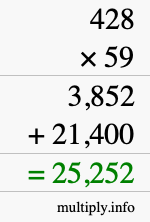 How to calculate 428 times 59 using long multiplication