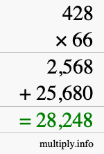 How to calculate 428 times 66 using long multiplication
