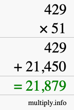 How to calculate 429 times 51 using long multiplication