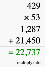 How to calculate 429 times 53 using long multiplication
