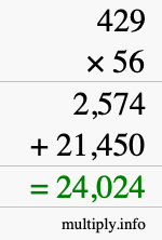 How to calculate 429 times 56 using long multiplication