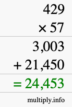 How to calculate 429 times 57 using long multiplication