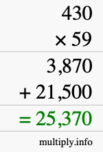 How to calculate 430 times 59 using long multiplication