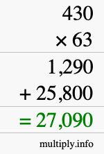 How to calculate 430 times 63 using long multiplication