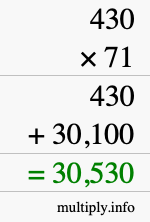 How to calculate 430 times 71 using long multiplication