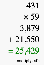 How to calculate 431 times 59 using long multiplication