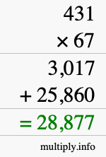 How to calculate 431 times 67 using long multiplication