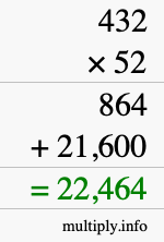 How to calculate 432 times 52 using long multiplication How to calculate 432 times 52 using long multiplication